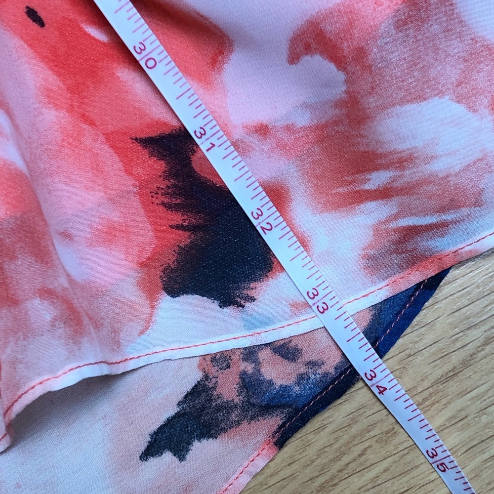 IZ BYER coral floral splatter dress rope belt Sz M - Picture 14 of 15